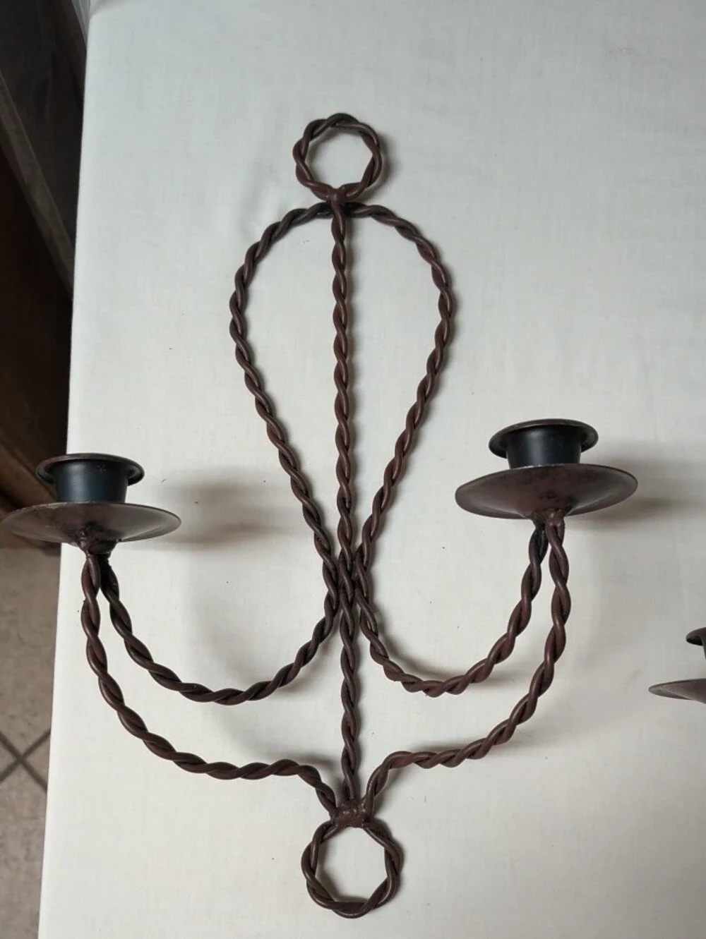 Rustic Twisted Metal Wall Candle Sconces - Brown (Pair) Western Cowboy